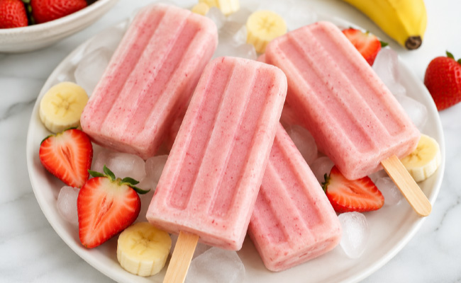 Strawberry Banana Popsicles